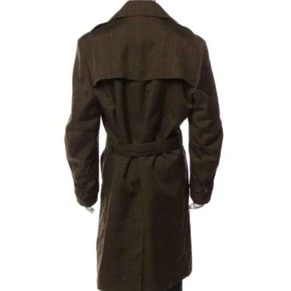 Salvatore Ferragamo Plaid Print Trench Coat